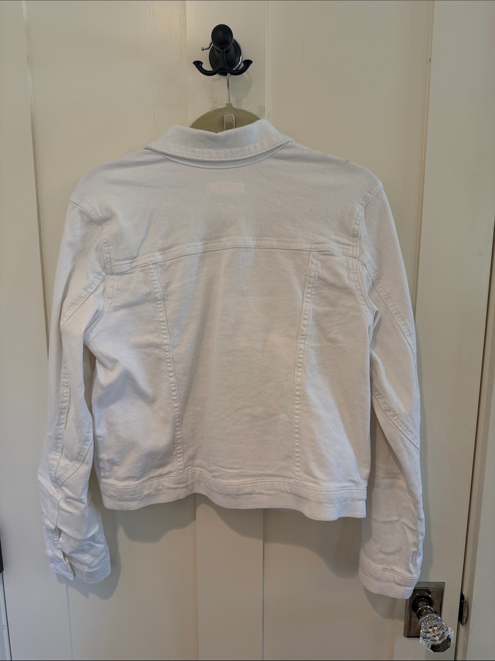 Kut from the Kloth Ada Crop Jacket White Stretch Denim Jacket Size L - Picture 6 of 7